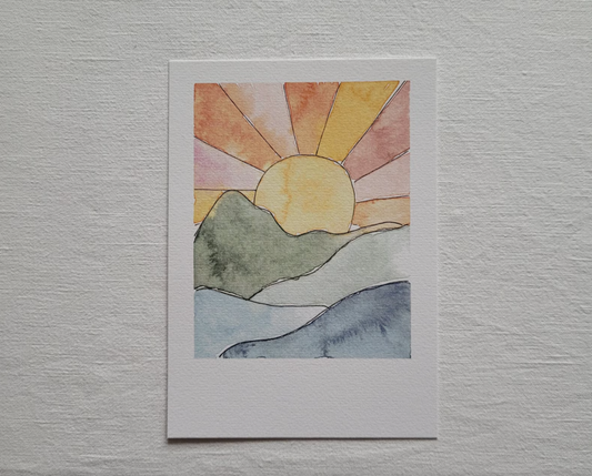 Postkarte "Sonnenaufgang" (handgemalt)