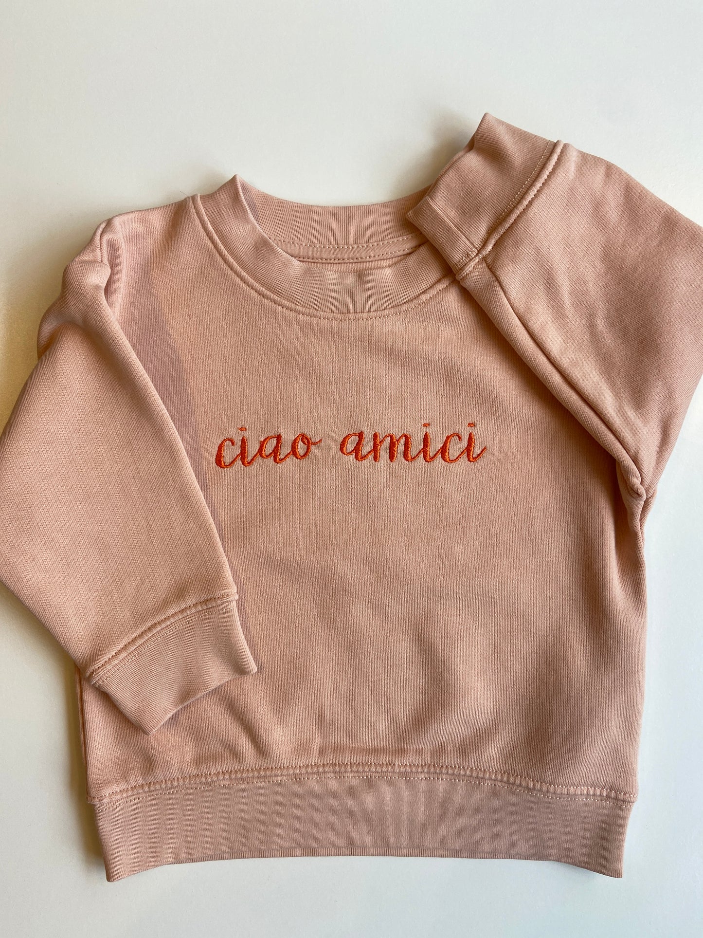 Sweater "Ciao Amici - bestickt" (Peach)