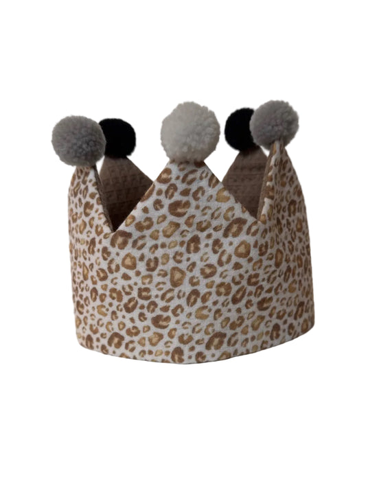 Stoffkrone zum Binden "Kinder-Geburtstag & Co" (Smokey Beige/Leo)