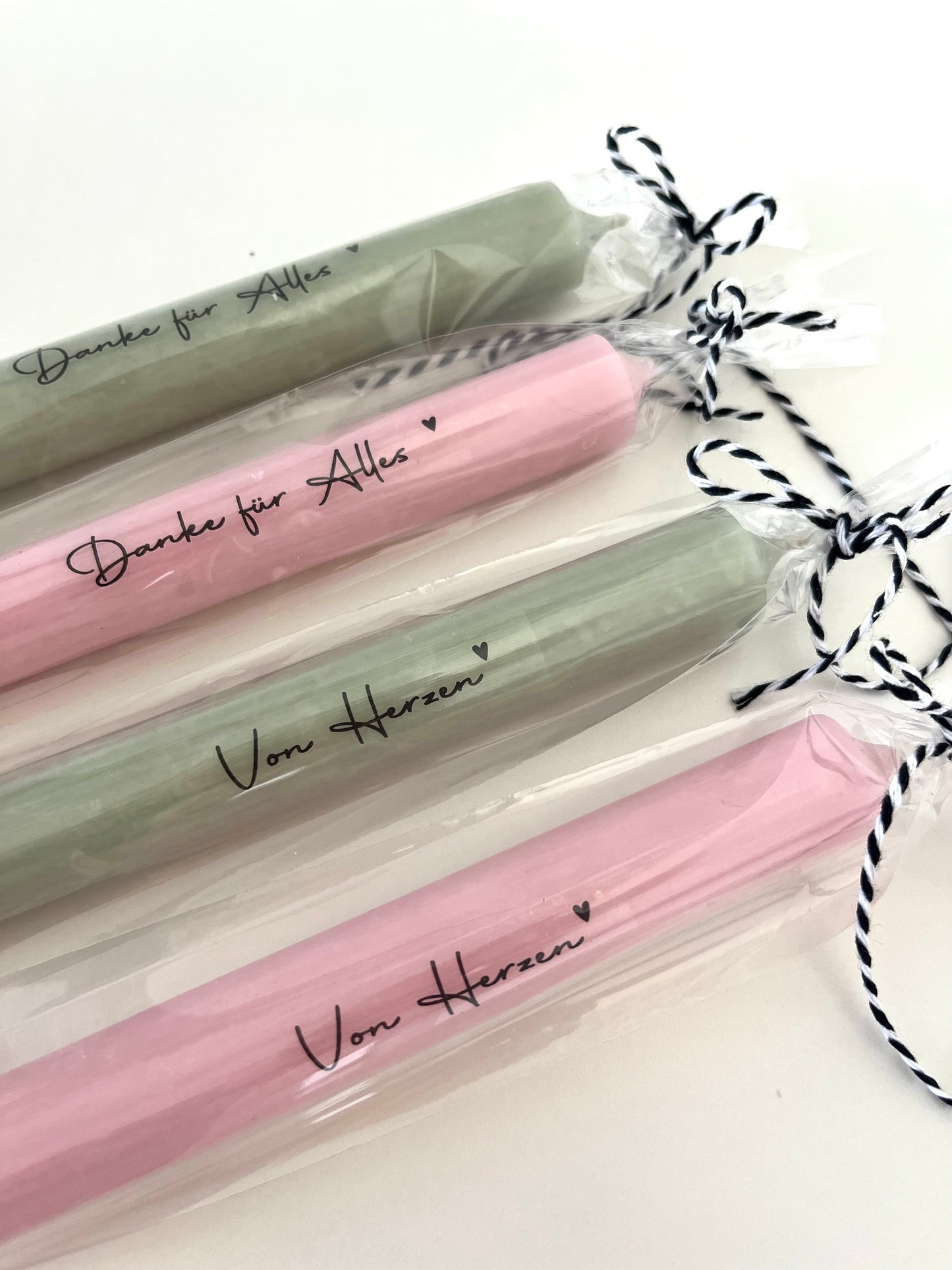 Stimmungskerze "Danke" (Rosa/Salbei)