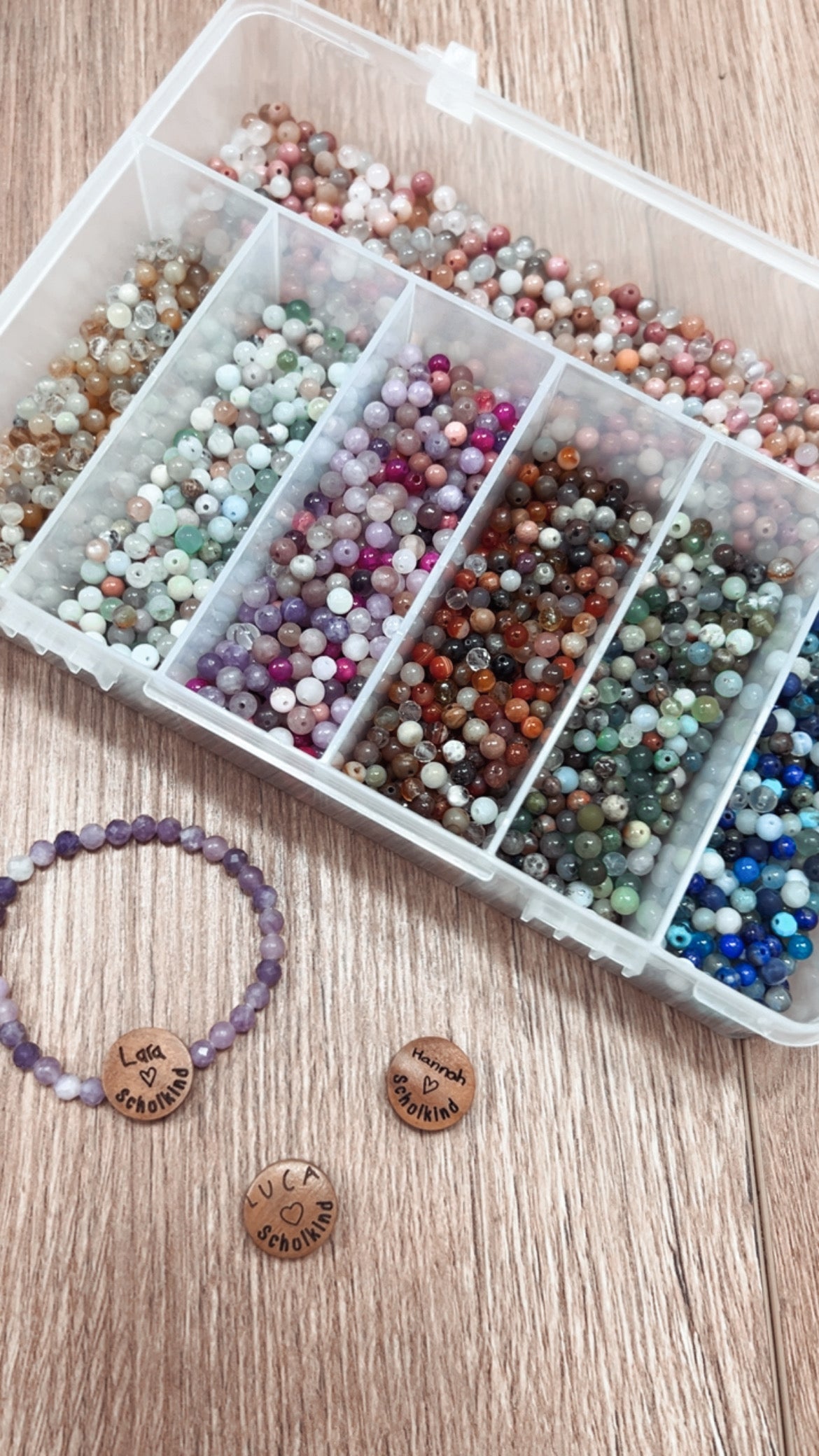 Individuelles Kids Perlen-Armband "Schulkind mit Namensgravur“