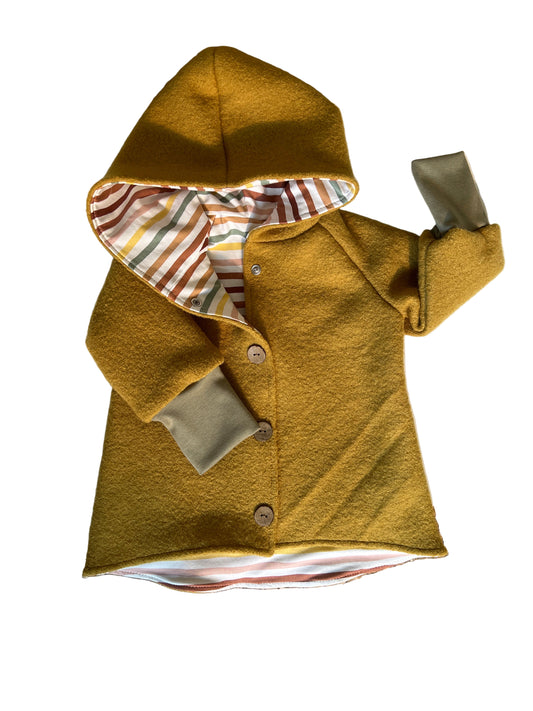 Wollwalk Jacke "Happy Stripes" (Gelb) - handgemacht