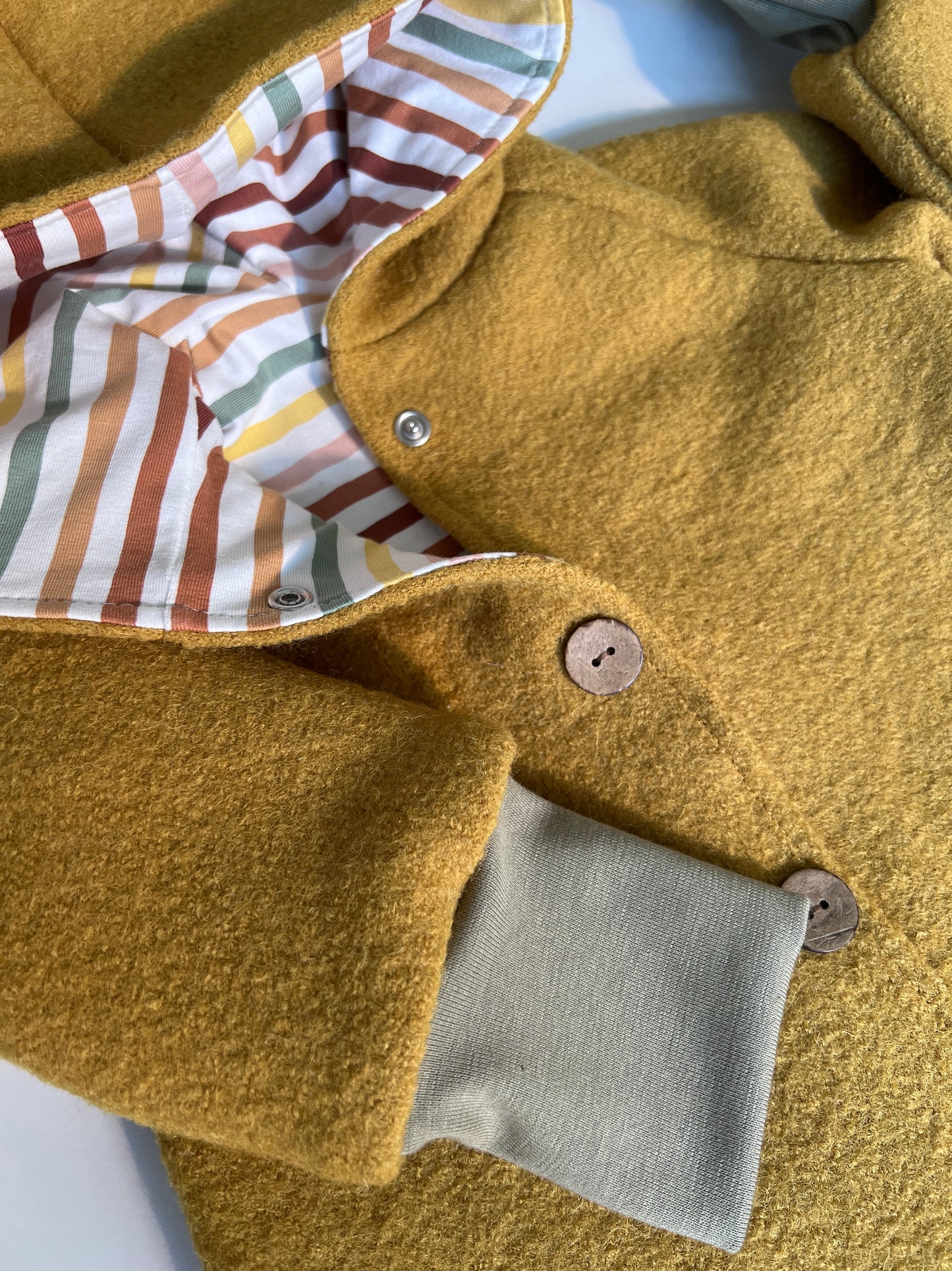 Wollwalk Jacke "Happy Stripes" (Gelb) - handgemacht