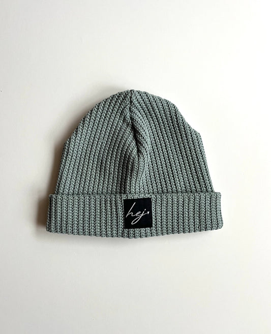 Strick Beanie "HEJ" (Altmint)