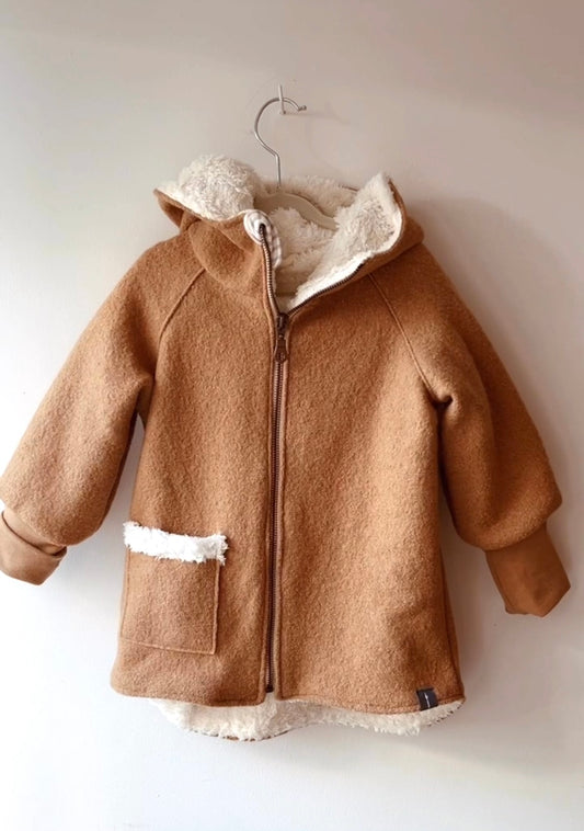 Wollwalk Jacke "Teddy" (Beige) mit Reißverschluss