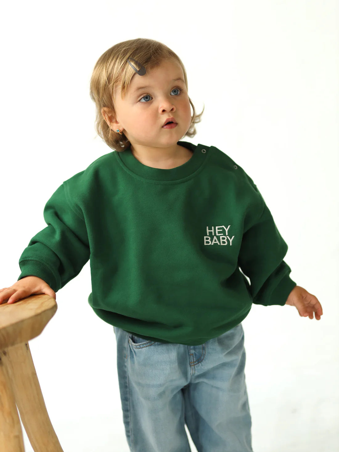 "HEY BABY" Sweater (Grün) von famvibes