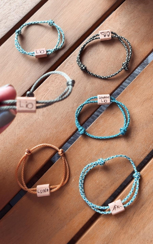 Individuelles Segeltau-Armband "Schulkind mit Namensgravur“