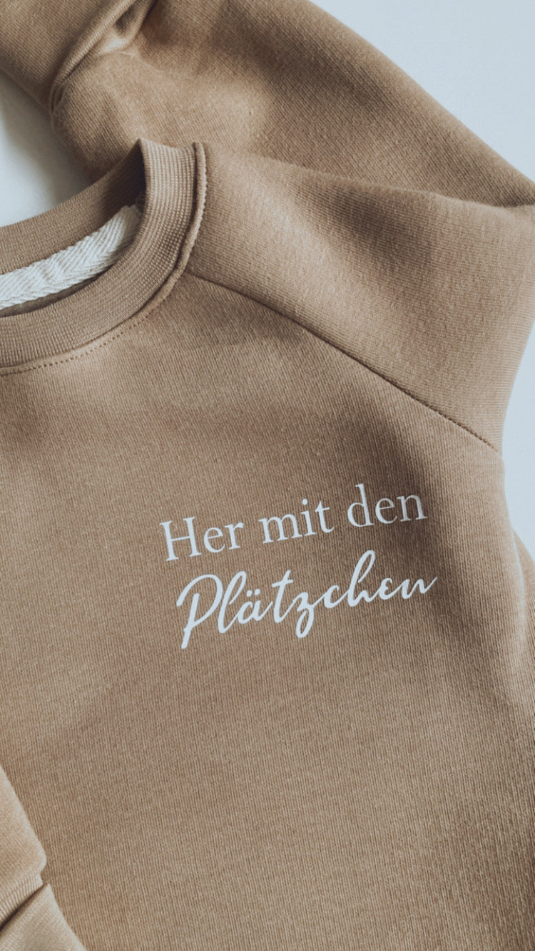 Kuschel-Sweater "Her mit den Plätzchen" (Karamell)