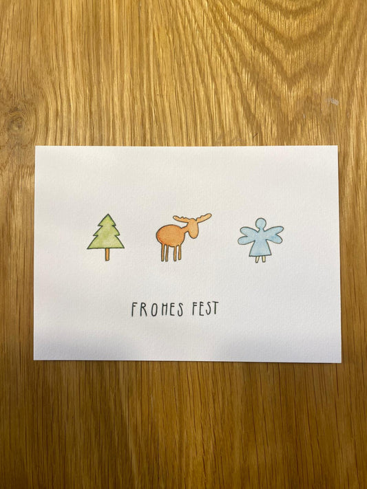 Postkarte "Frohes Fest" (handgemalt)