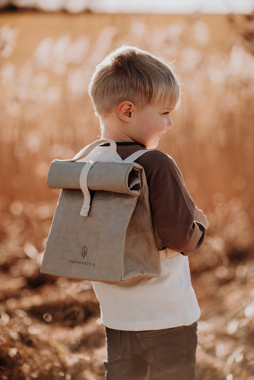 Kinderrucksack "Vio" (Caramel/Light Grey/Olive/Rose) aus Papier