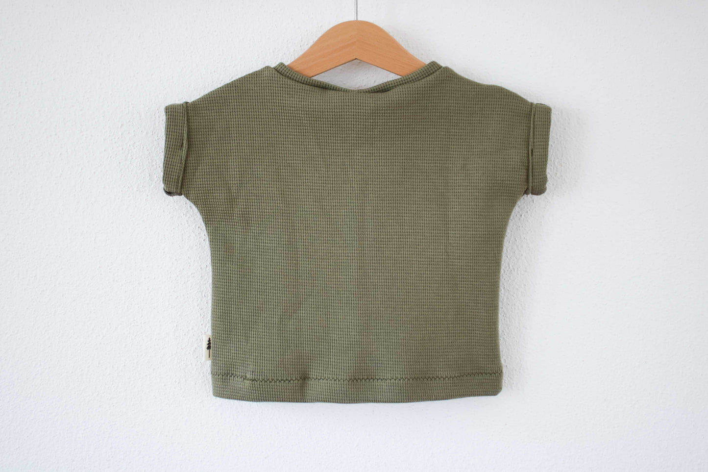 T-Shirt "Waffel" (Oliv) mit Tasche