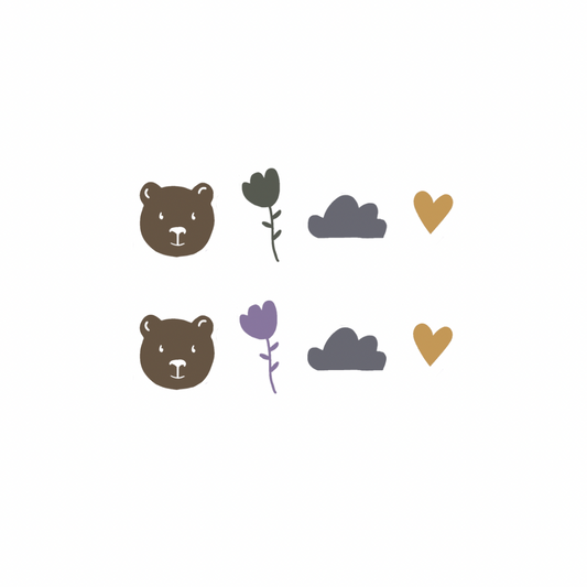 Kleine Bügelmotive "Bär"(Mokka/Khaki) im 4er-Set