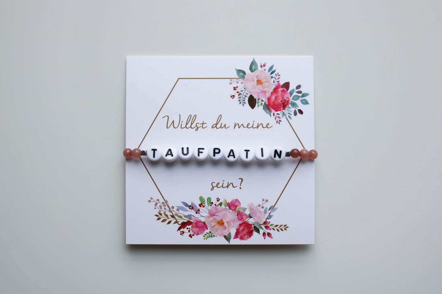 Armband "Taufpatin" (Mint/Rosa)