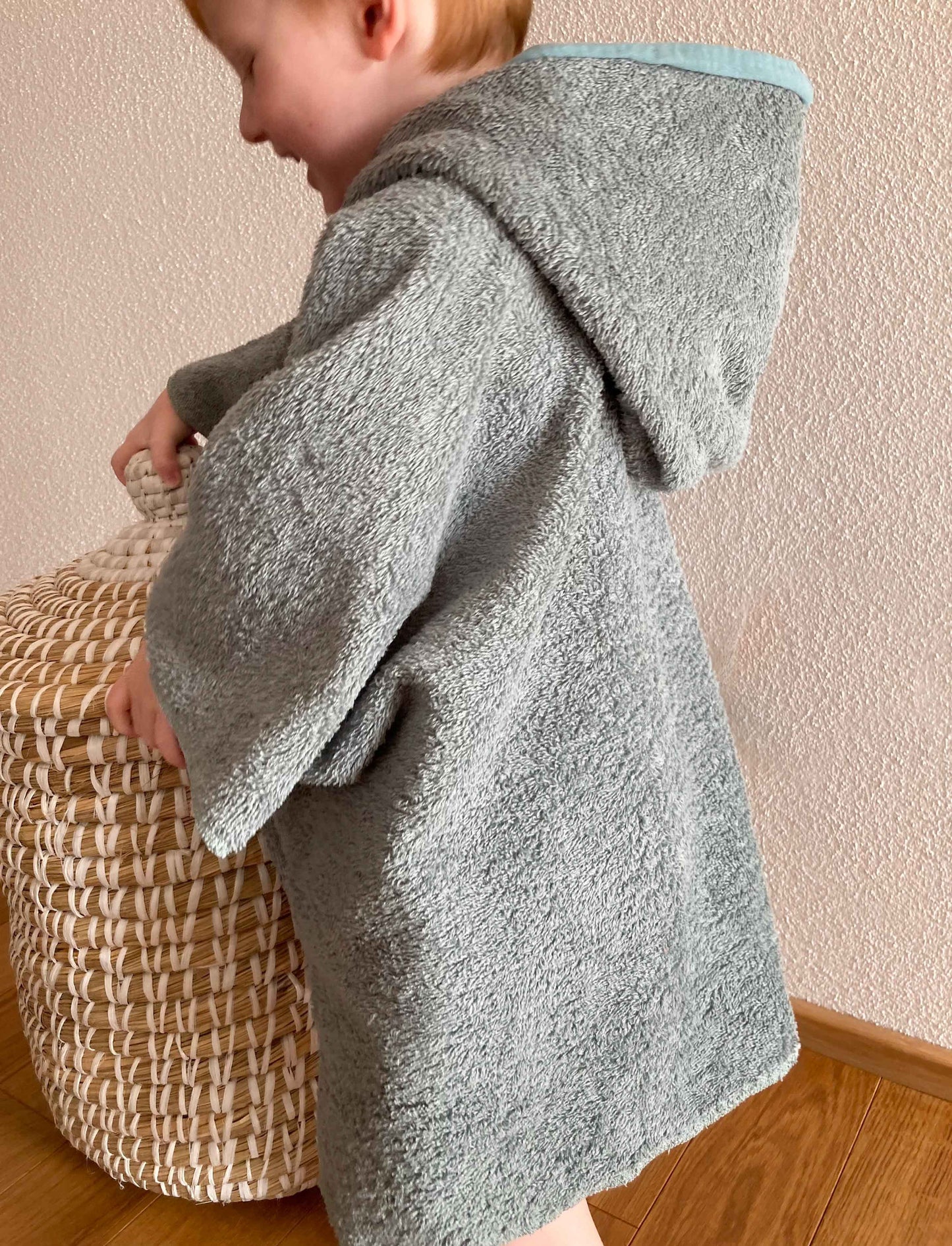Badeponcho mit Kapuze - Baby & Kind "Frottee" (Mint/Mauve)