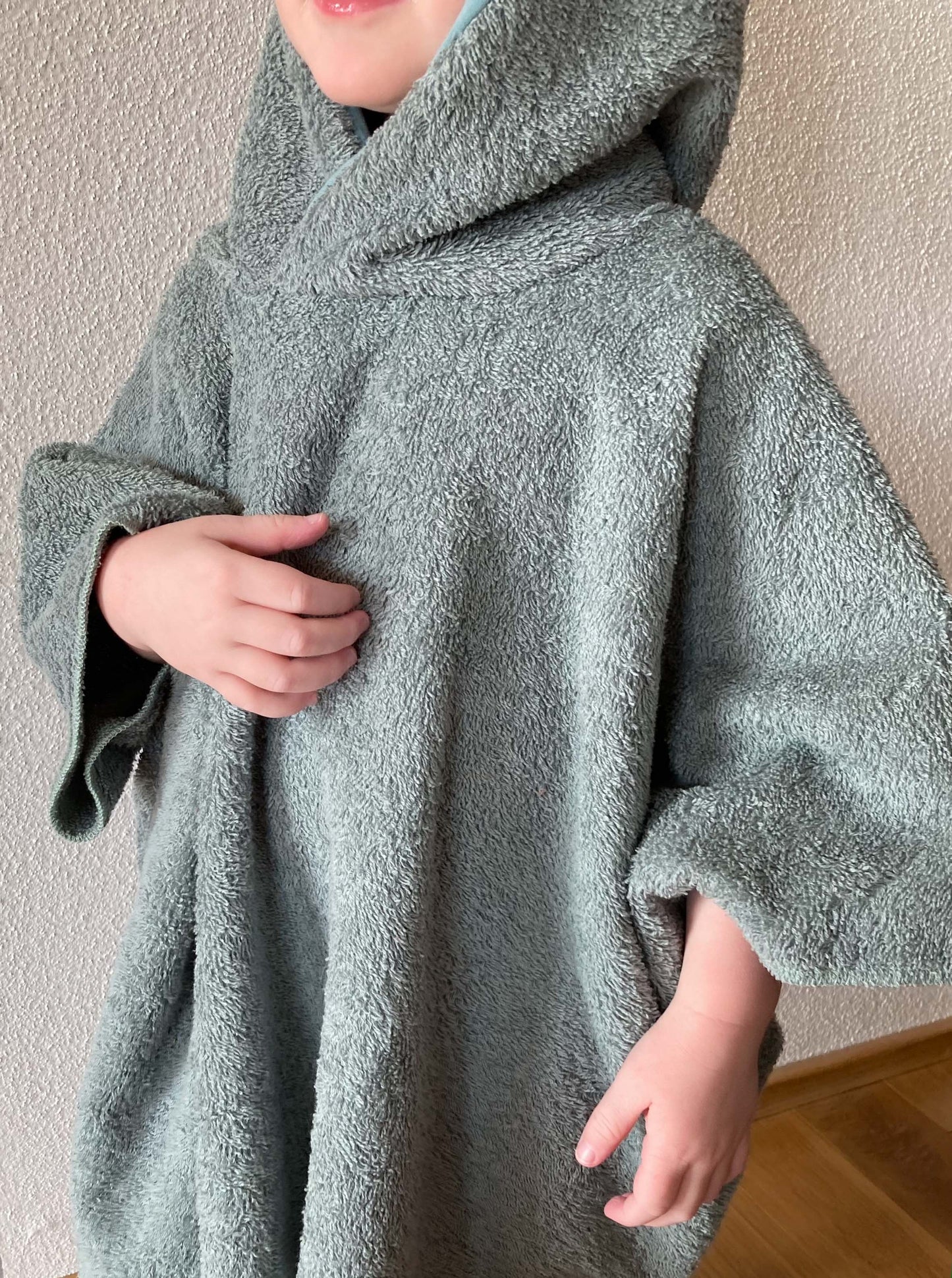 Badeponcho mit Kapuze - Baby & Kind "Frottee" (Mint/Mauve)