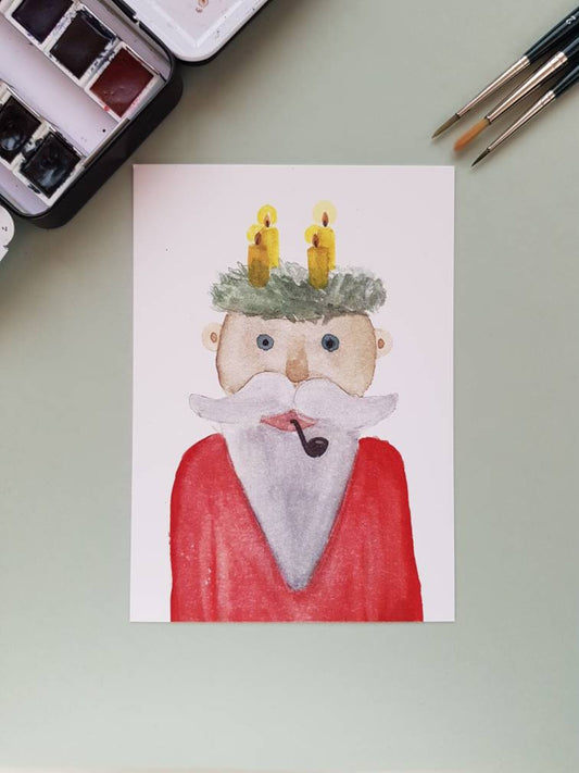 Postkarte "Weihnachtsmann" (handgemalt)