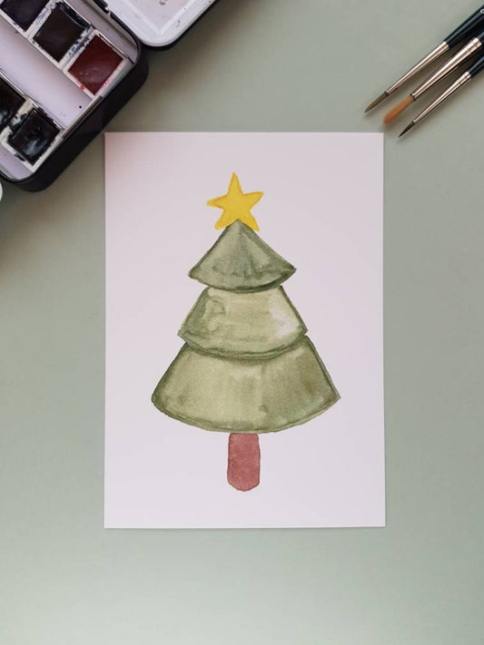 Postkarte "Christbaum" (handgemalt)