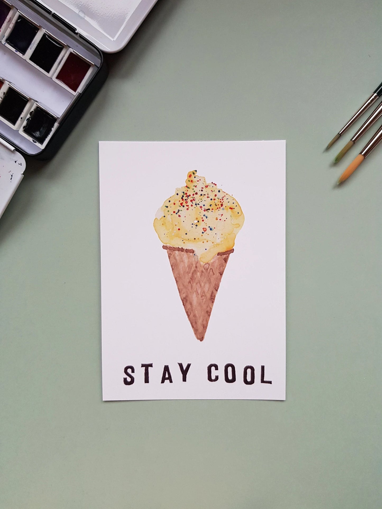 Postkarte "Stay cool" (handgemalt)