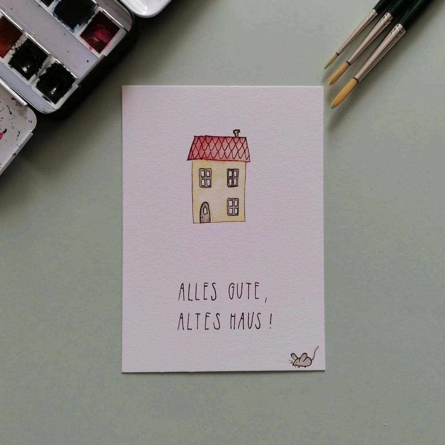 Postkarte "Altes Haus" (handgemalt)