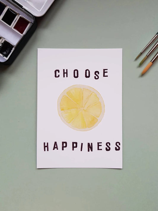 Postkarte "choose happiness" (handgemalt)