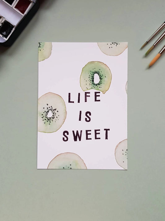 Postkarte "Life is sweet" (handgemalt)