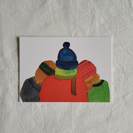 Postkarte "Winterfreundschaft" (handgemalt)