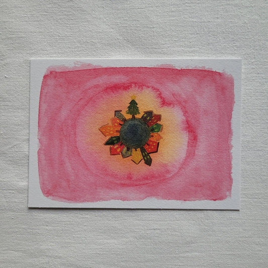 Postkarte "Weihnachtskugel" (handgemalt)