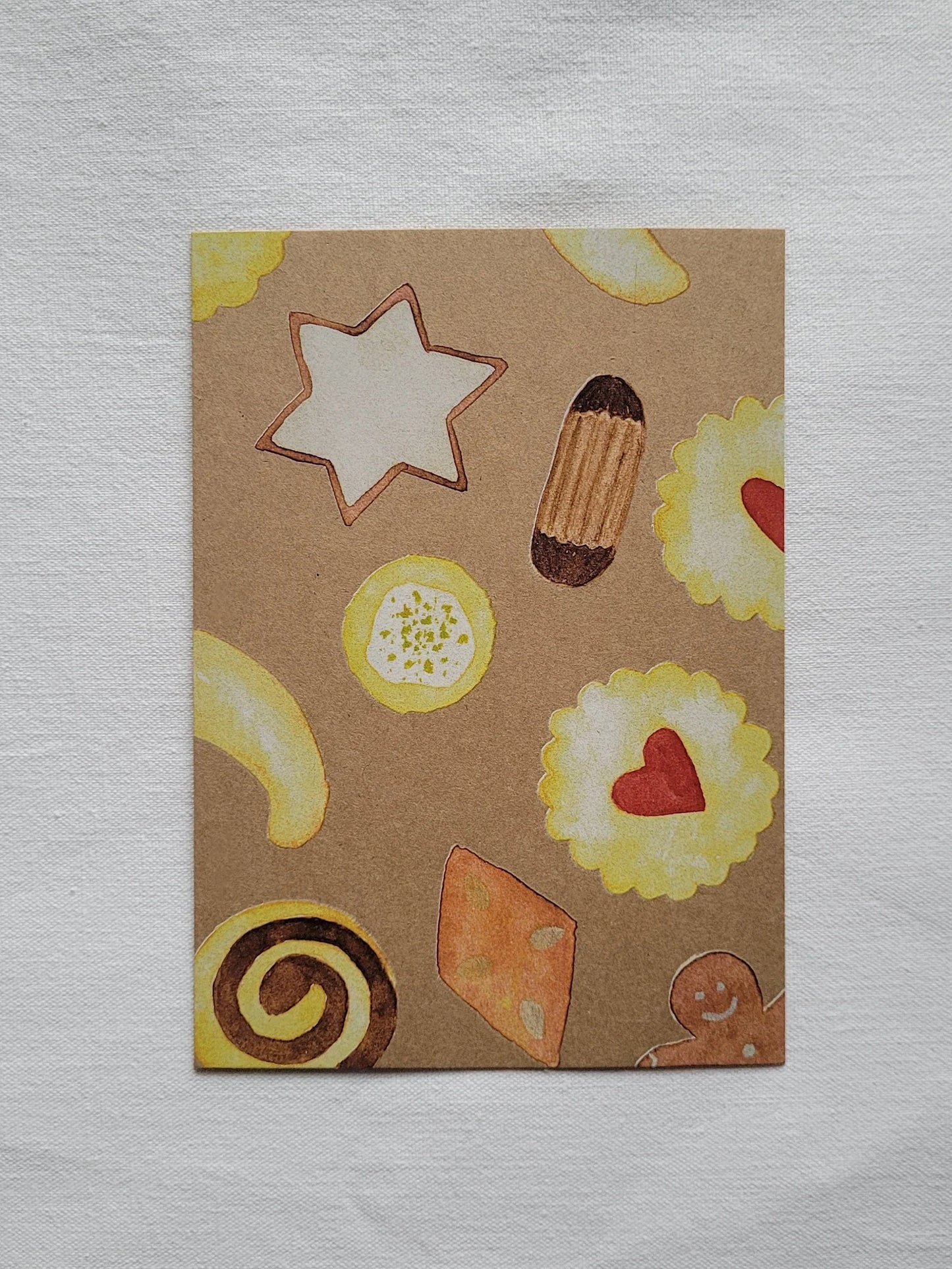 Postkarte "Weihnachtsplätzchen" (handgemalt)