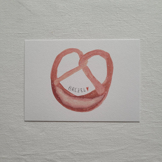 Postkarte "Brezel-Liebe" (handgemalt)