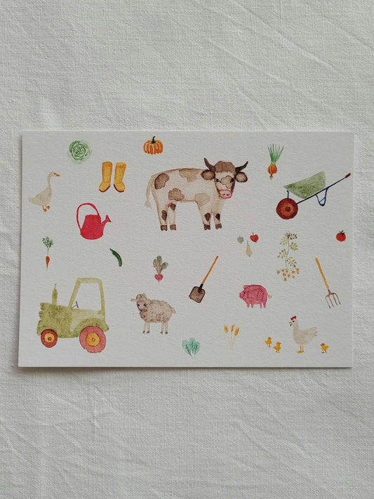 Postkarte "Bauernhof" (handgemalt)