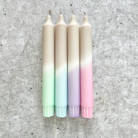 Dip Dye Kerze "Boho" (Beige/Bunt)