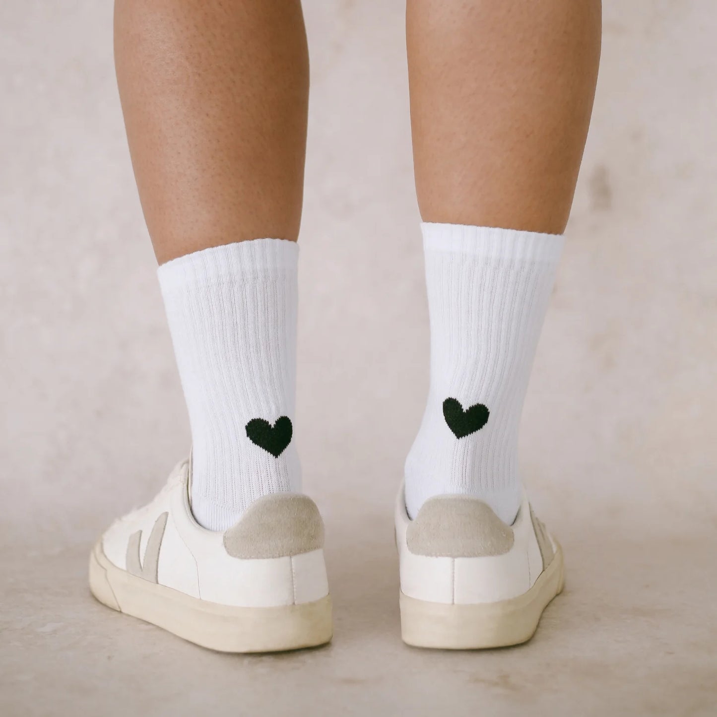 Eulenschnitt Socken "Herz" (Weiß)