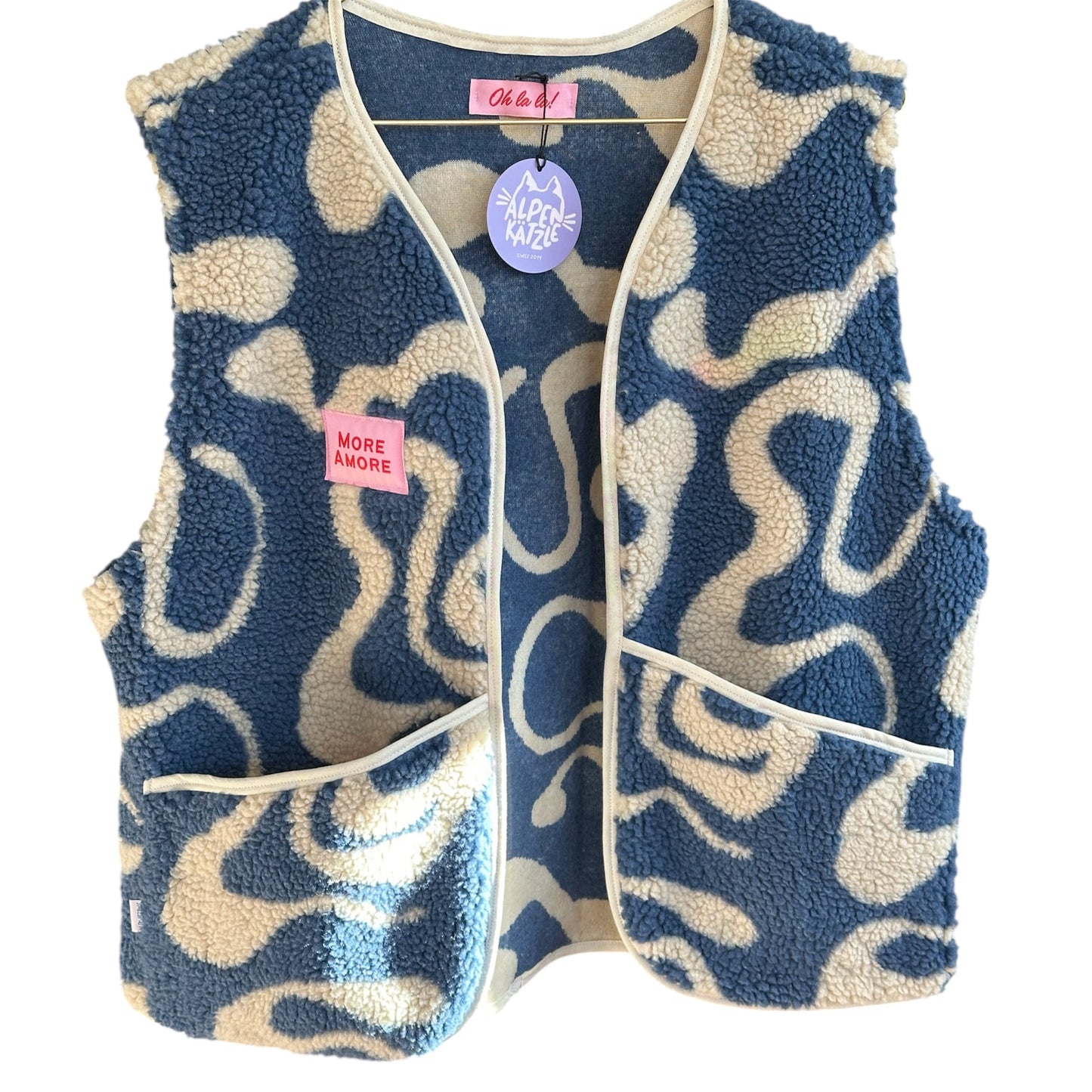 Teddy-Weste "Blau-Beige" von Alpenkätzle