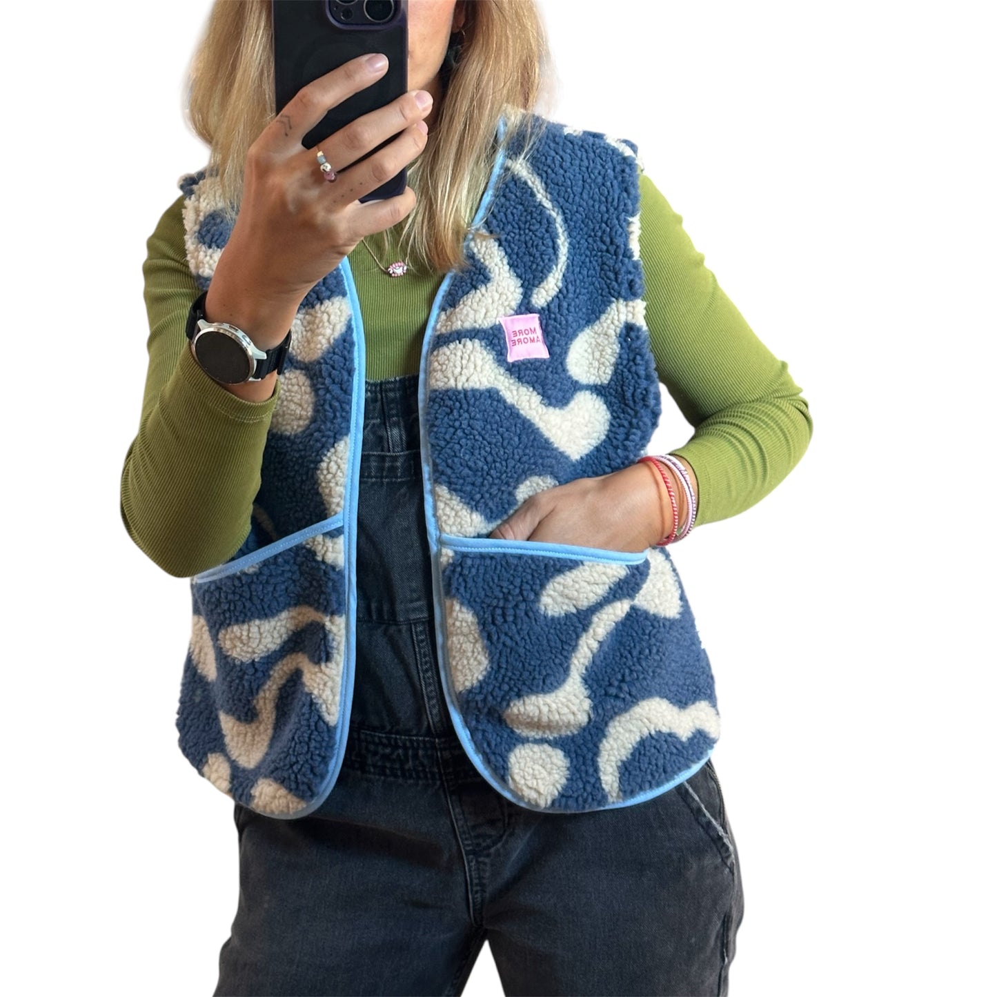 Teddy-Weste "Blau-Beige" von Alpenkätzle