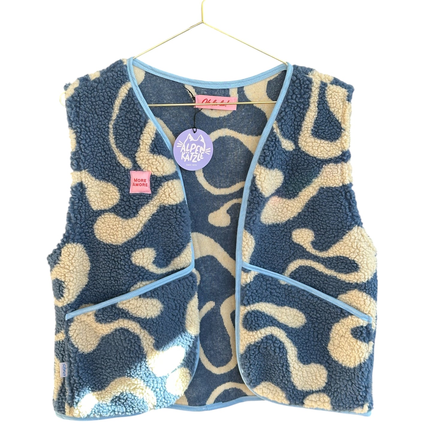 Teddy-Weste "Blau-Beige" von Alpenkätzle