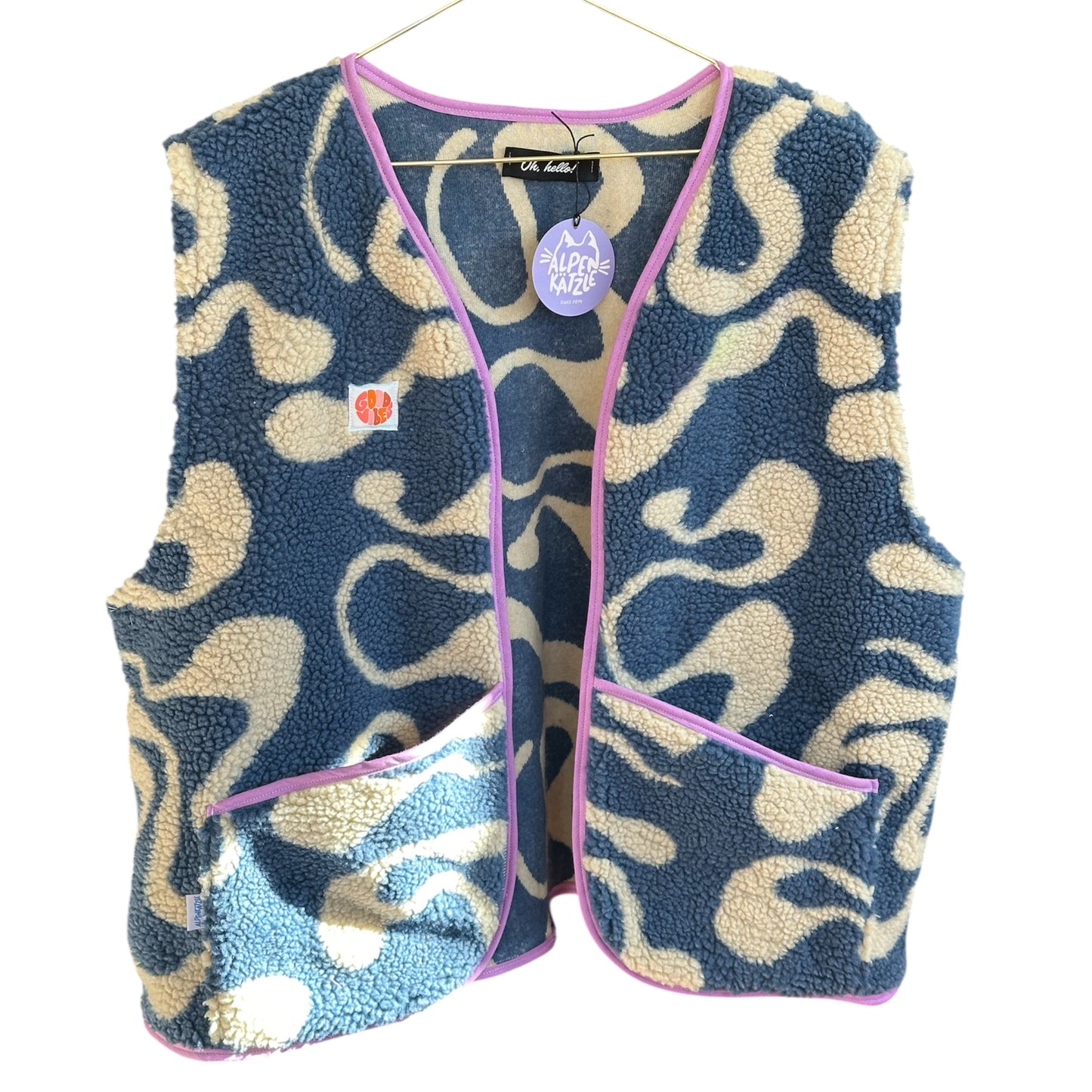 Teddy-Weste "Blau-Beige" von Alpenkätzle