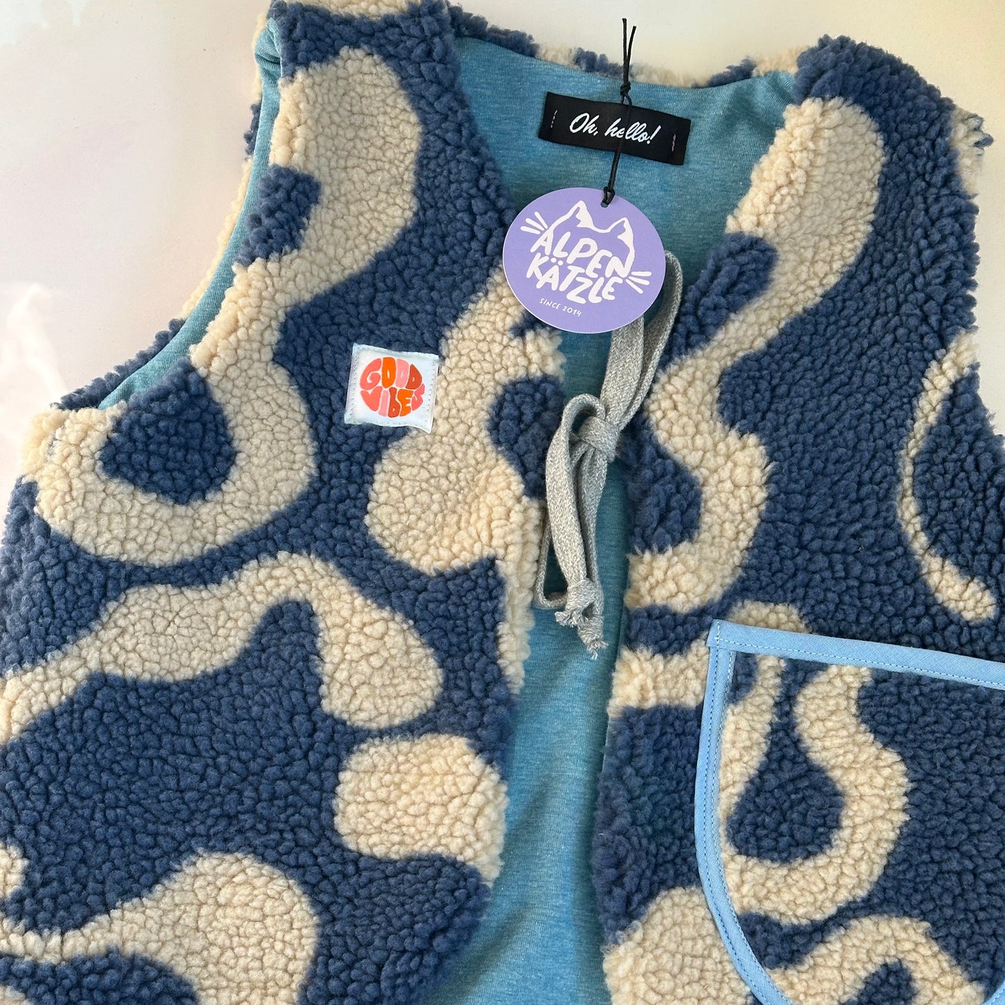 Kids Teddy-Weste "Blau Beige" von Alpenkätzle