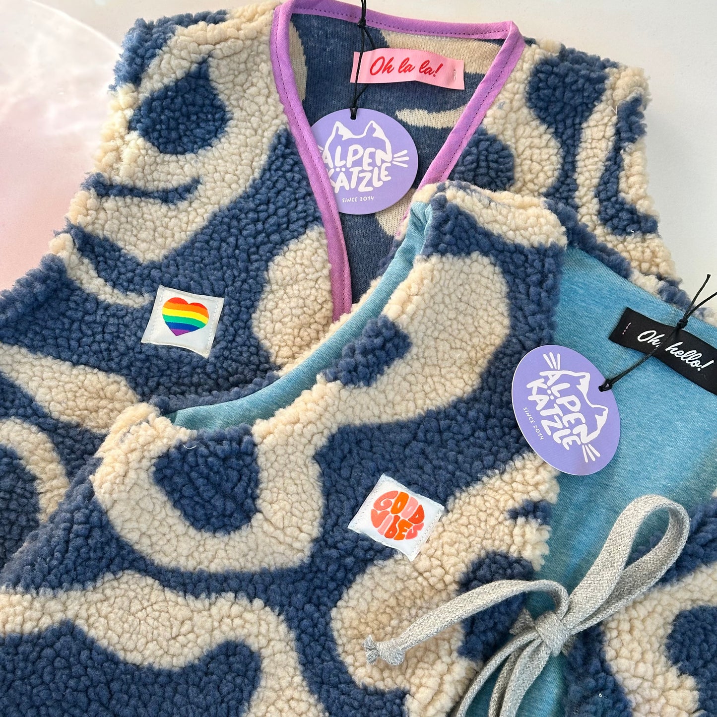 Kids Teddy-Weste "Blau Beige" von Alpenkätzle