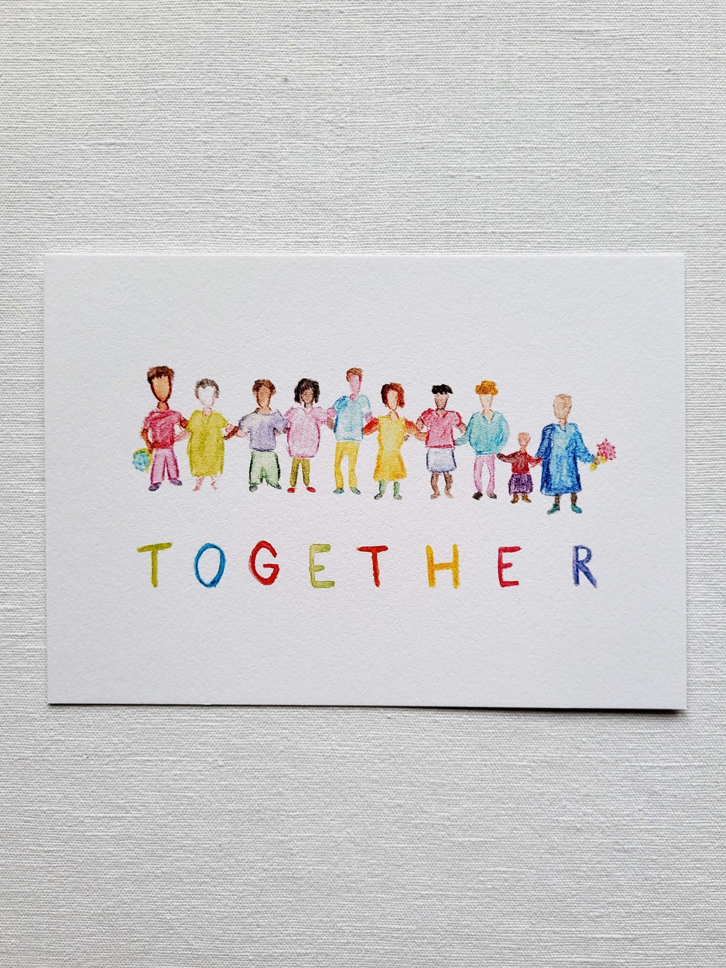 Postkarte "Together - Family & Friends" (handgemalt)