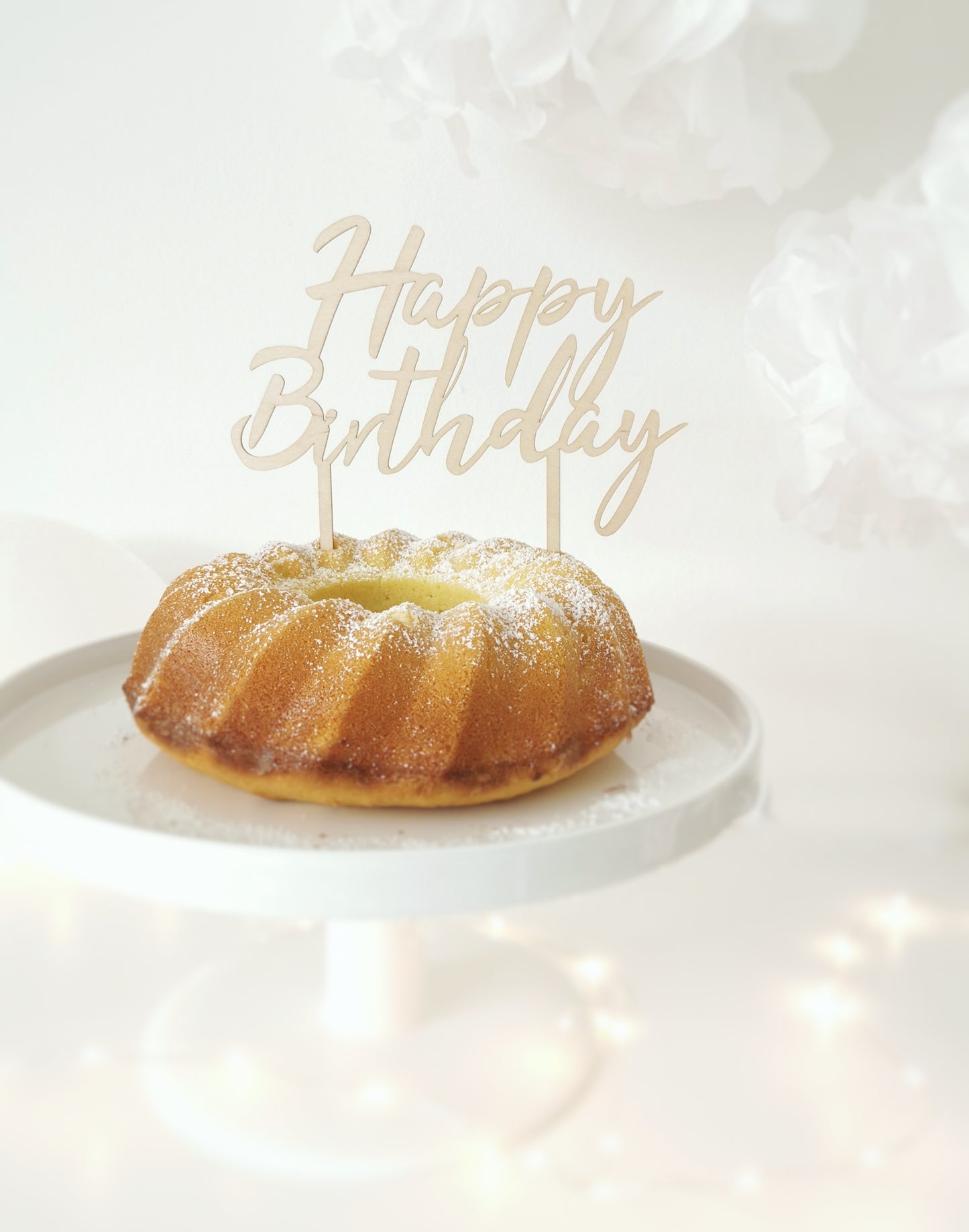 Cake-Topper "Happy Birthday" (natur/Holz)