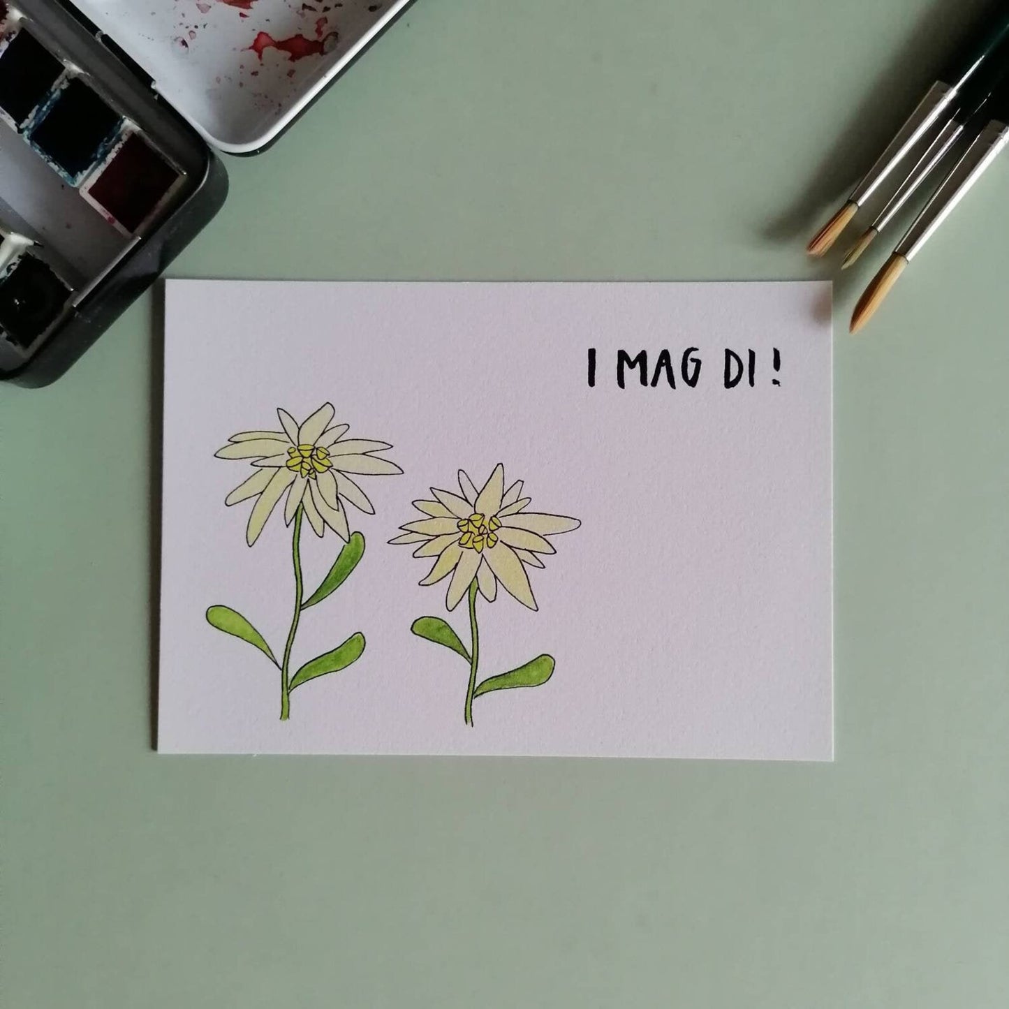 Postkarte "I mag di!" (handgemalt)