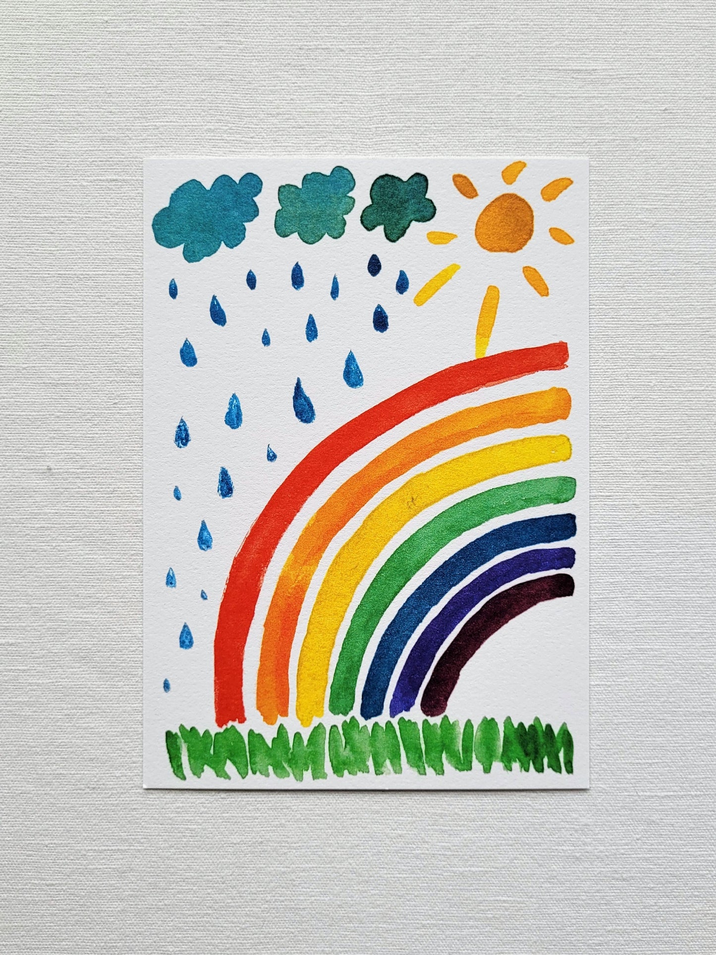 Postkarte "Regenbogen - bunt" (handgemalt)