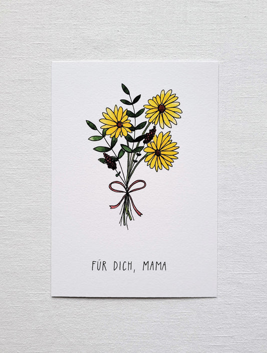 Postkarte "Für dich Mama - Muttertag & 365" (handgemalt)