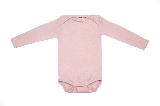 Cosilana Baby Langarm-Body Rosé meliert (Wolle-Seide)