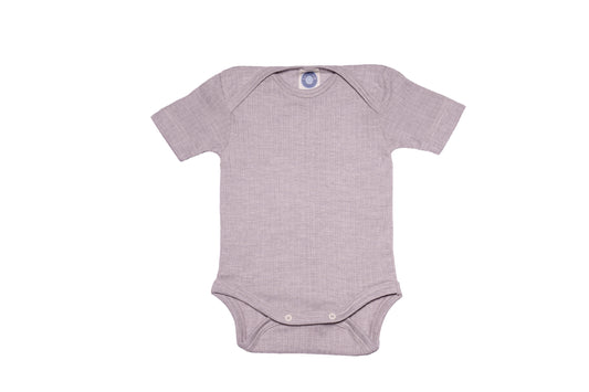 Cosilana Baby Kurzarm-Body Grau meliert (Baumwolle-Wolle-Seide)
