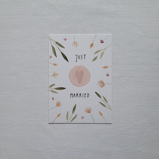 Postkarte "Just married" (handgemalt)