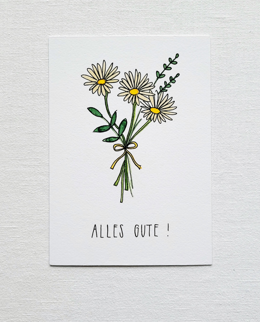 Postkarte "Alles Gute - Blumen" (handgemalt)