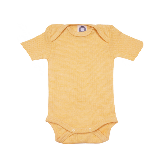 Cosilana Baby Kurzarm-Body Gelb meliert (Baumwolle-Wolle-Seide)