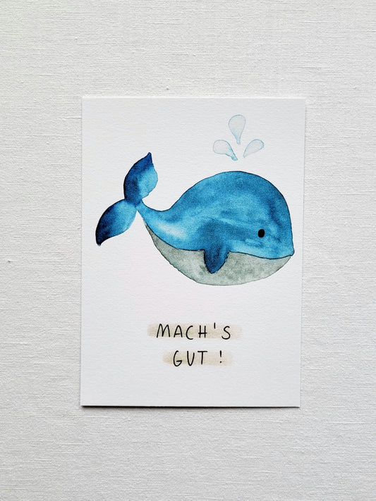 Postkarte "Mach's gut - Wal" (handgemalt)