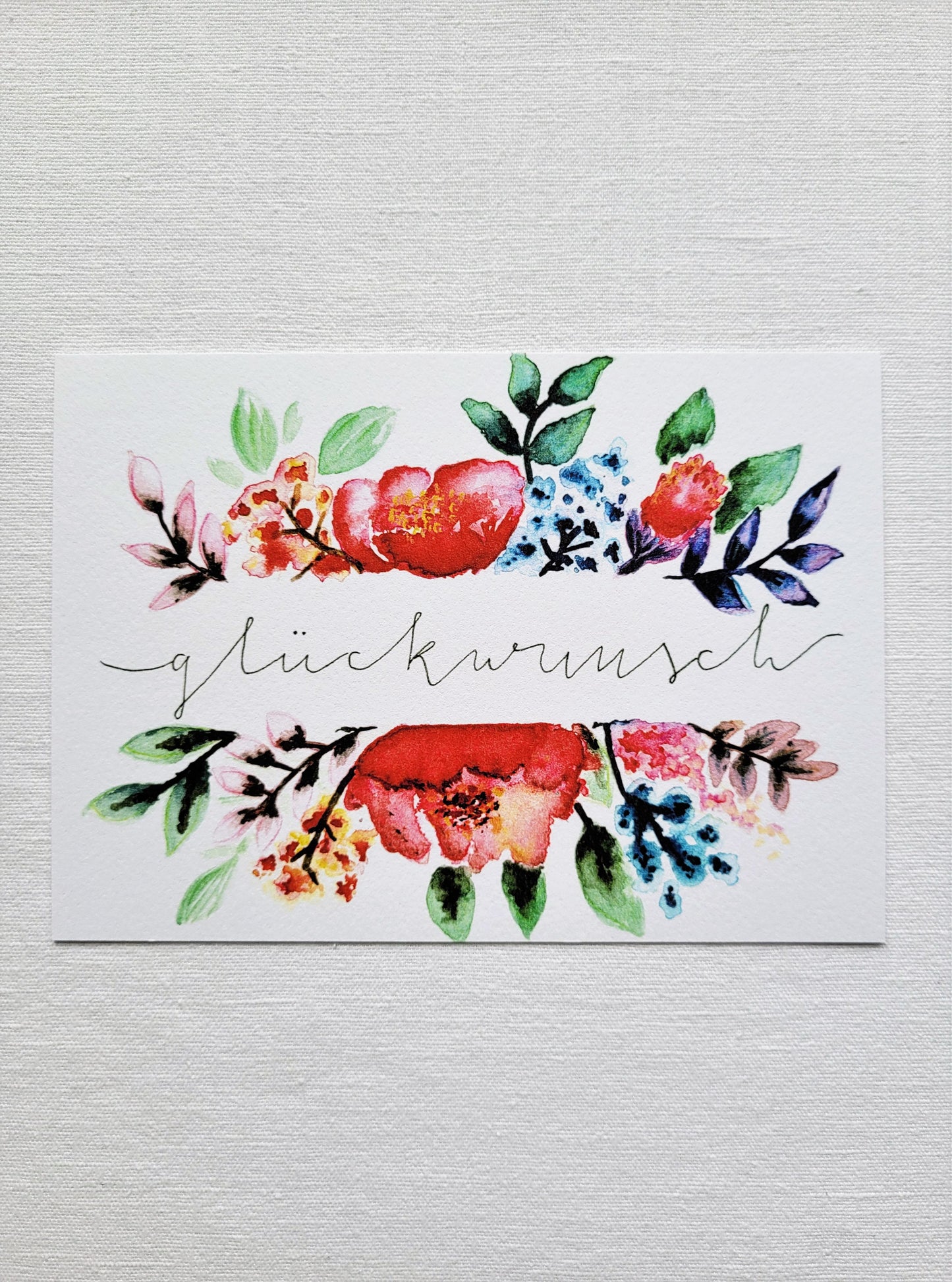 Postkarte "Glückwunsch - Wildblumen" (handgemalt)